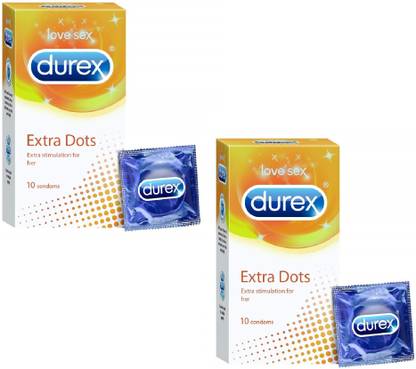 DUREX EXTRA DOTTED CONDOM FOR MEN 10 COUNT PACK OF 2 Condom