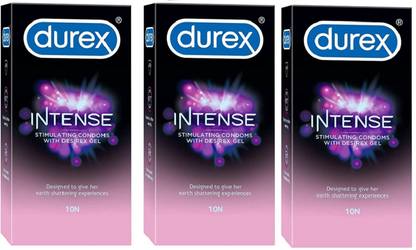 DUREX Intense Condoms Dotted and Ribbed Condom, Pack of 3 (30 Sheets) Condom