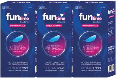 Funtime Climax Control Dotted Condoms | Ribbed & Lubricated for Extra Pleasure Condom