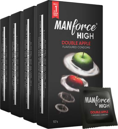 MANFORCE High Kiwi Paan Flavoured Lubricated Condoms | Ultra Thin |10 Sheets x Pack of 4 Condom