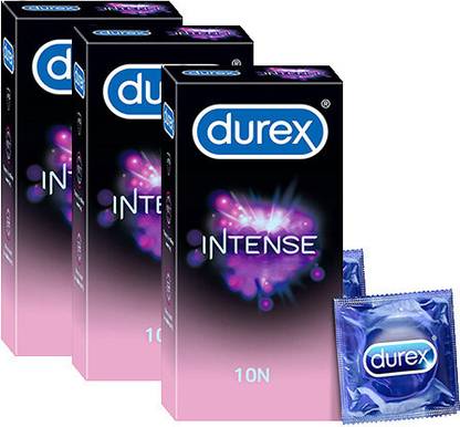 DUREX 10 Count | Dotted and Ribbed condom with Desirex gel Pack of 3 Condom