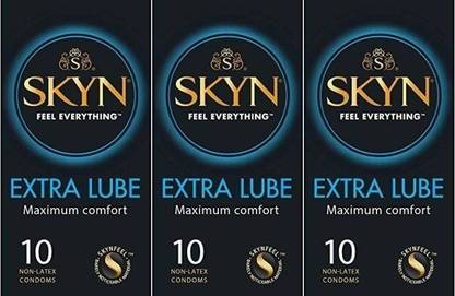 SKYN Extra Lube Non Latex Condoms ,10 Pcs x Pack of 3 Condom