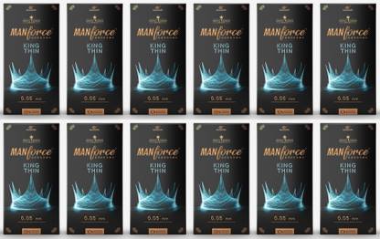 MANFORCE King Thin Ultra-Thin Unflavoured Condoms, 10 Pieces x Pack of 12 Condom