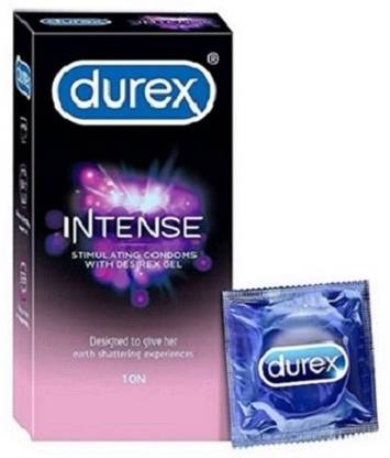 DUREX Intense Stimulating Condoms with Desirex Gel, 10 Sheets (Pack of 1) IN15 Condom