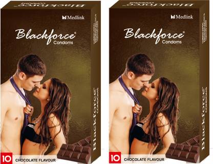 Black Force (CHOCOLATE FLAVOURED EXTRA DOTTED CONDOMS (10 Psc)B Condom