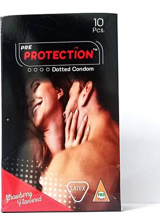 Pre Protection Strawberry Flavor Dotted Premium Quality Lubricated Condom