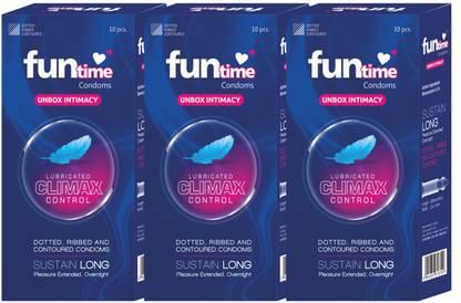 Funtime Luricated, Dotted & Ribbed 10pcs Each (Climax Control) Condom