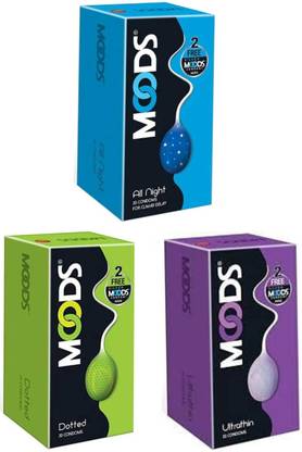MOODS LuvStock All Night Climax Delay-Extra Time, Dotted And UltraThin Condoms For Men Condom