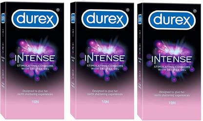 DUREX Intense Condoms Latex Dotted and Ribbed Condom (Pack of 3) Condom