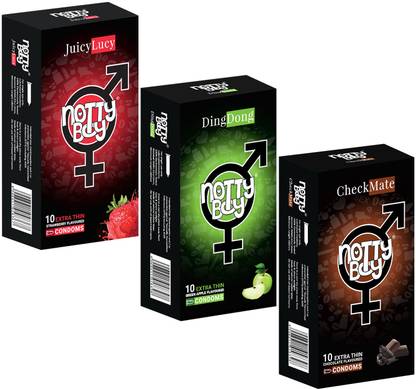 NottyBoy 30 Count - Flavour Combo For Oral (Strawberry, Chocolate and Apple) Condom