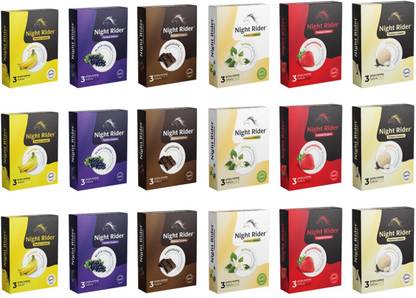NIGHT RIDER Extra Super Dotted (Banana, Blackgrapes, Chocolate, Strawberry ) Flavoured Condom