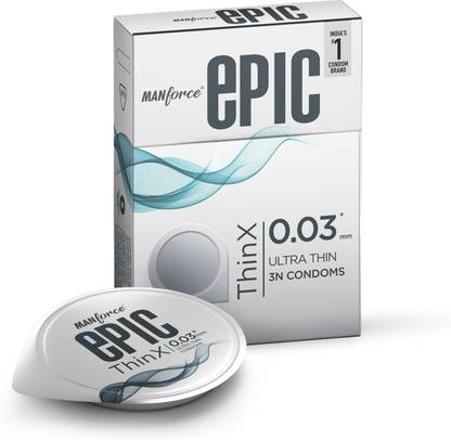 MANFORCE Epic Thinx Condoms for Men| Ultra Thin with 0.03 mm Thickness | 3 Count Condom