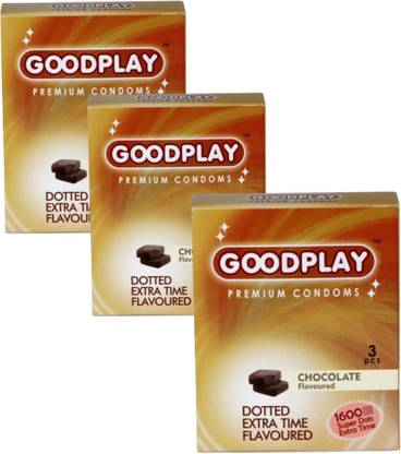 Goodplay Set Of 3 Chocolate Flavoured 1600 Dotted Extra Time Condom