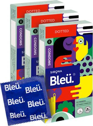 Bleu 100% Natural Latex Dotted Condoms for Men Condom