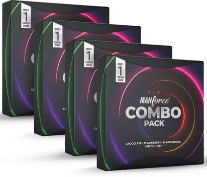 MANFORCE Combo Pack Chocolate Strawberry Coffee Black Grapes Melon Condom ,20 Pcs x 4 Condom