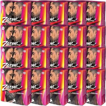 Zaroor Pink Coloured Flavoured Lubricated Condom 3's Men Condom