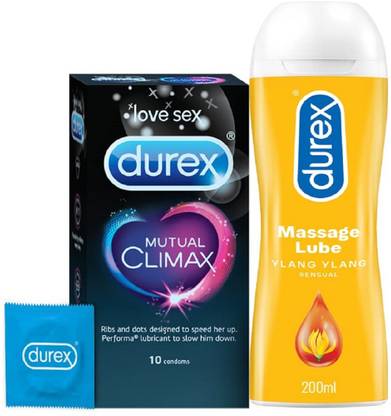 DUREX MUTUAL CLIMAX CONDOMS 10S WITH SENSUAL LUBE 200ML SET OF 2 Condom