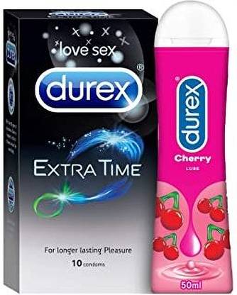 DUREX Extra Time condom 10s and Lube - Cherry Flavoured Lubricant