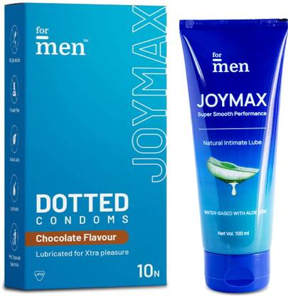 Formen Joymax Dotted Condom Chocolate Flavour & Water Based Intimate Lube Gel For Men Condom