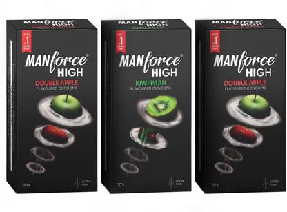 MANFORCE High Condoms - Double Apple & Kiwi Paan Flavour Ultra Thin Lubricated Condom