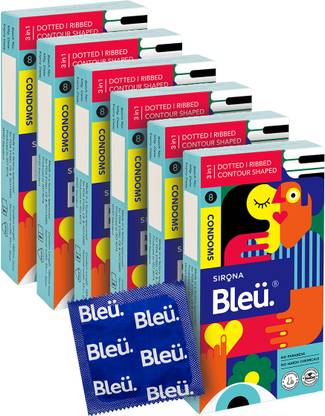Bleu 3-In-1 Dotted, Ribbed, & Contour Shaped for Men Condom