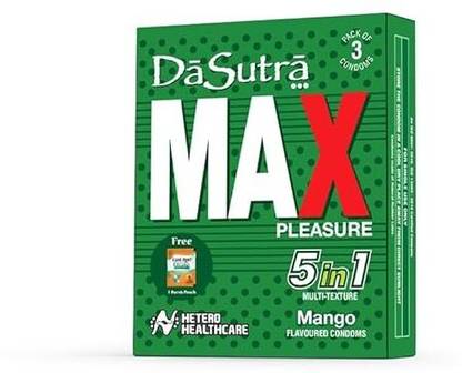 Da Sutra Max Pleasure Condoms 3's Pack - With 396 dots | 5 in1 multi-textured condoms Condom