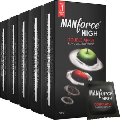 MANFORCE High Double Apple Flavoured Lubricated Condoms | Ultra Thin | 10 Sheets x 5 Condom