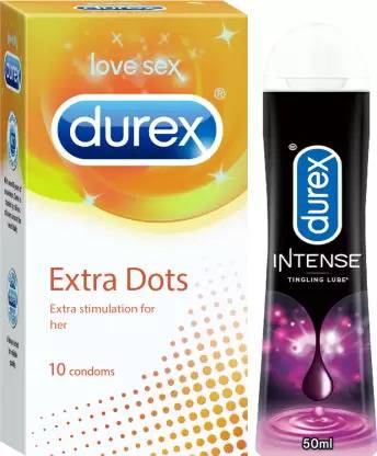 DUREX Extra Dots Condom 10s and Lube Intense Lubricant Gel