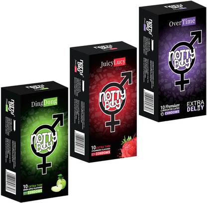 NottyBoy Time Max, Apple and Strawberry Flavour Combo Condom