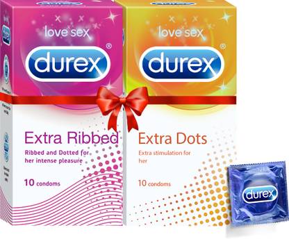DUREX Pleasure Packs (Extra Dots 10s, Extra Ribbed 10s) Condom
