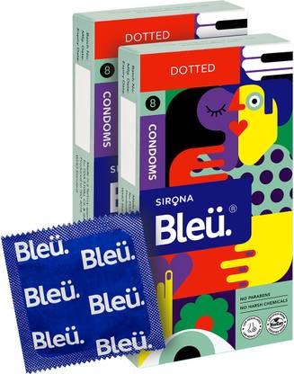 Bleu Extra Dotted Condoms for Men with Vegan Latex for Extra Sensitive Skin Condom