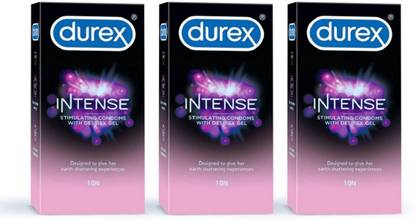 DUREX Intense Stimulating Condom For Men, 30 Sheets (Pack of 3) Condom