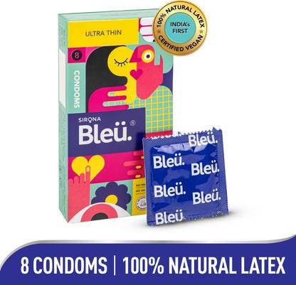 Bleu Super Ultra Thin Condoms for Men | 100% Natural Latex, Vegan & Toxin Free Condom
