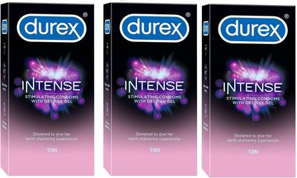 DUREX Intense Dotted and Ribbed Condom For Men (Pack of 3) Condom