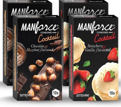 MANFORCE COKTAIL COMBO PACK CHOCOLATE HEZELNUT & STROWBARRY VENILLA Condom