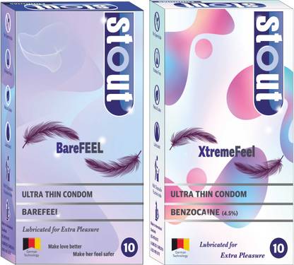 Stout Real feel Condom Combo For men Ultra Thin (Barefeel + Xtremfeel) Condom