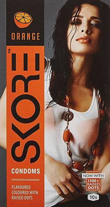 SKORE Orange Flavoured Condoms, Pack of 6 Condom