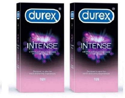 ड्यूरेक्स Intense Stimulating Condoms with Desirex Gel, 20 Sheets (Pack of 2) IN30 कंडोम