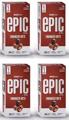 MANFORCE Epic Hot Dots, Enhanced Dots for Heightened Pleasure, Belgian Chocolate flavour Condom