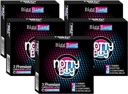 NottyBoy 4 in 1 -Ribbed, Extra Delay, Dotted Snug Fit Condom