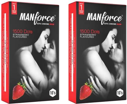 MANFORCE Strawberry Flavoured Condoms 1500 Dots Condom