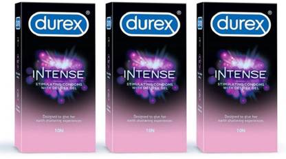DUREX Intense Dotted Condom with Desirex Gel, 30 Sheets (Pack of 3) Condom