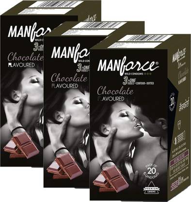 MANFORCE Wild 3 in 1 Chocolate Condoms (3 Pack's of 60) Condom