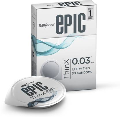 MANFORCE Epic Thinx Condoms for Men| Ultra Thin with 0.03 mm Thickness | 3 Count Condom