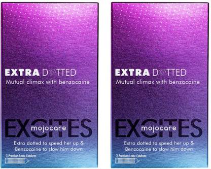 Mojocare Excites Extra Dotted Unflavoured Condoms for Men - 3 Sheets (pack of 2) Condom
