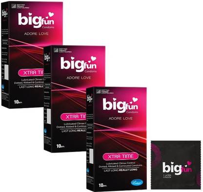 BIGFUN Xtra Time Lubricated Condom 10 pcs Each Condom