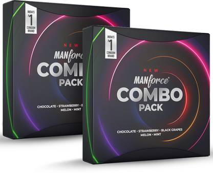 MANFORCE Combo Lubricated Dotted Condom | Chocolate,Strawberry,Black Grapes, Melon & Mint Condom
