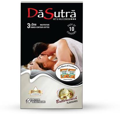 Da Sutra Wet and Wild Condoms 10's pack in Butterscotch Flavour Condom