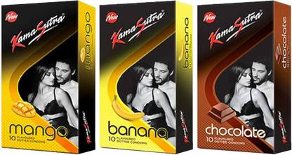 Kamasutra Mango, Banana And Chocolate Flavoured Dotted Condom