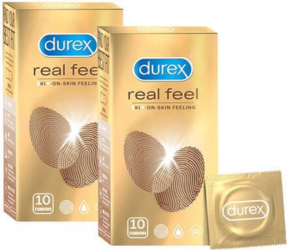 ड्यूरेक्स 10 Count| For Real Skin on Skin Feeling| Latex Free Pack Of 2 कंडोम